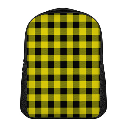 Yellow And Black Buffalo Check Print Casual Backpack