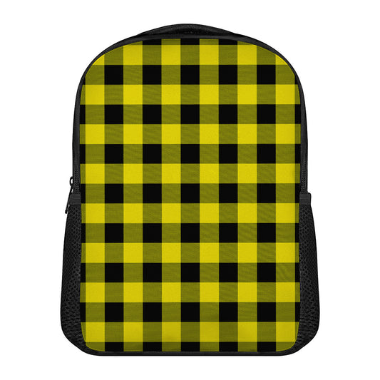 Yellow And Black Buffalo Check Print Casual Backpack