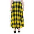 Yellow And Black Buffalo Check Print Chiffon Maxi Skirt