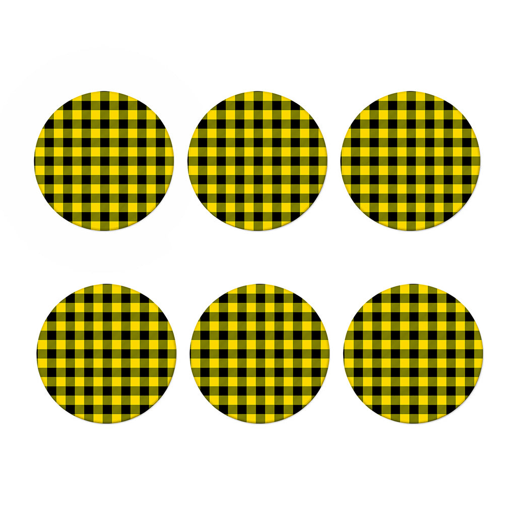 Yellow And Black Buffalo Check Print Coaster Set