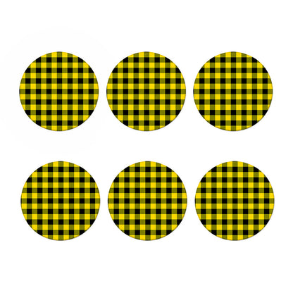 Yellow And Black Buffalo Check Print Coaster Set