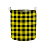 Yellow And Black Buffalo Check Print Collapsible Laundry Basket