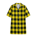 Yellow And Black Buffalo Check Print Cotton Hawaiian Shirt