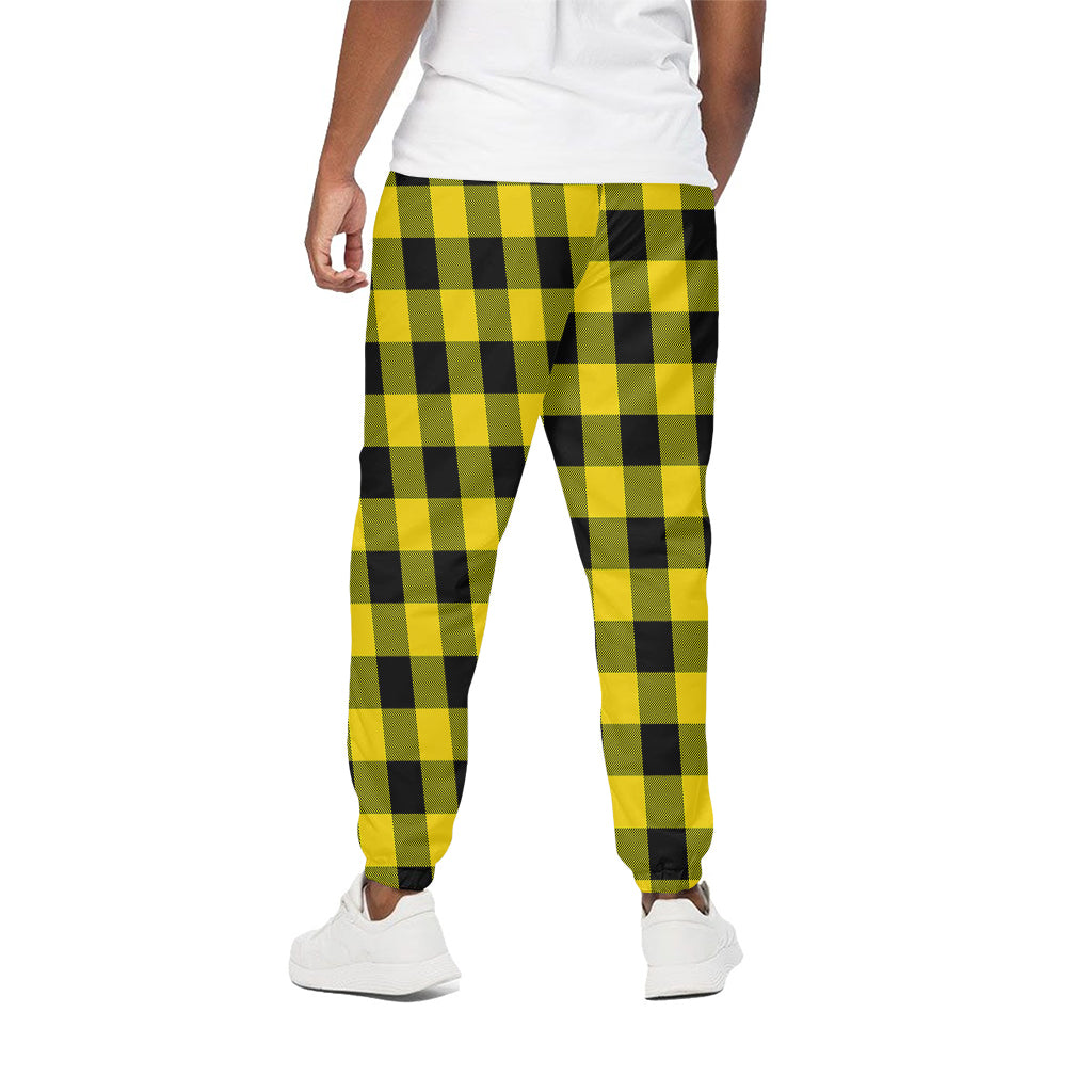 Yellow And Black Buffalo Check Print Cotton Pants