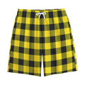 Yellow And Black Buffalo Check Print Cotton Shorts