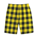 Yellow And Black Buffalo Check Print Cotton Shorts
