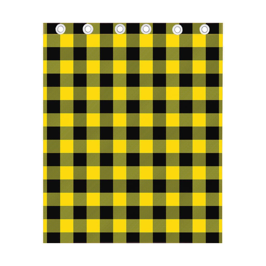 Yellow And Black Buffalo Check Print Curtain