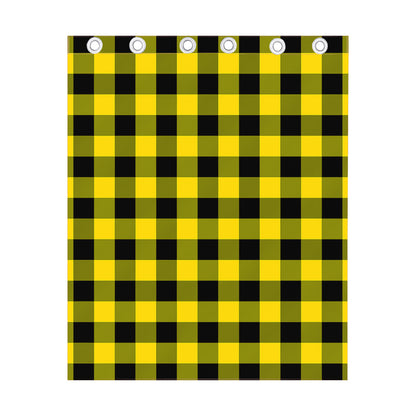 Yellow And Black Buffalo Check Print Curtain