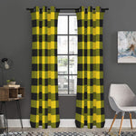 Yellow And Black Buffalo Check Print Curtain