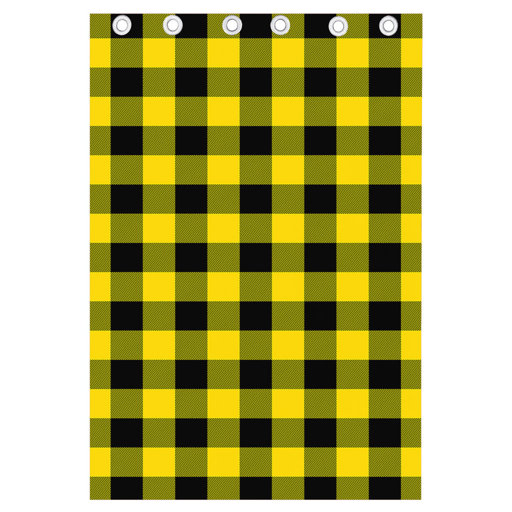Yellow And Black Buffalo Check Print Curtain