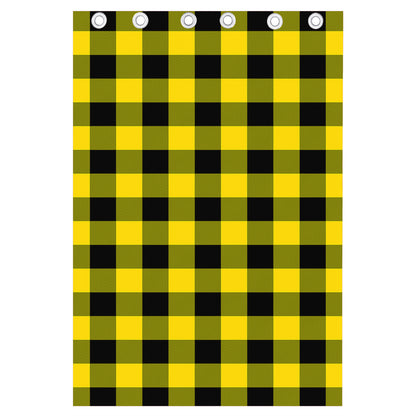 Yellow And Black Buffalo Check Print Curtain