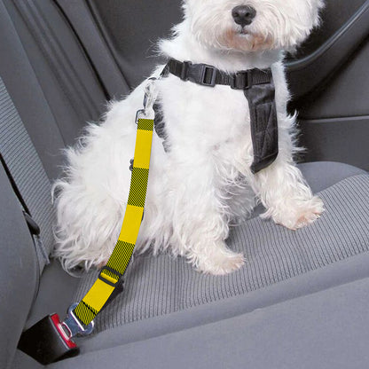 Yellow And Black Buffalo Check Print Dog Seat Belt