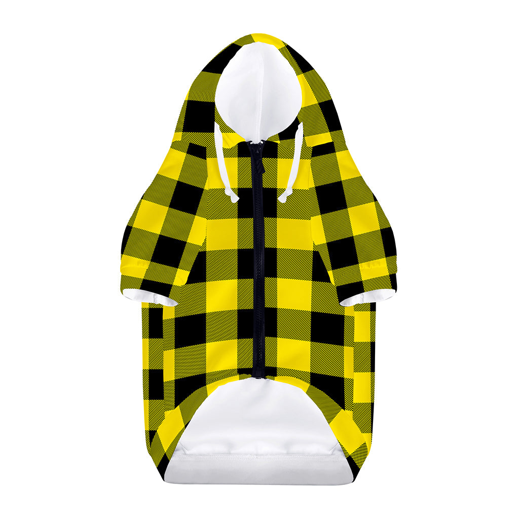Yellow And Black Buffalo Check Print Dog Zip Up Hoodie