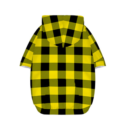 Yellow And Black Buffalo Check Print Dog Zip Up Hoodie