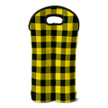 Yellow And Black Buffalo Check Print Double Neoprene Wine Tote