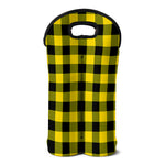 Yellow And Black Buffalo Check Print Double Neoprene Wine Tote