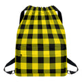 Yellow And Black Buffalo Check Print Drawstring Backpack