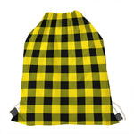 Yellow And Black Buffalo Check Print Drawstring Bag