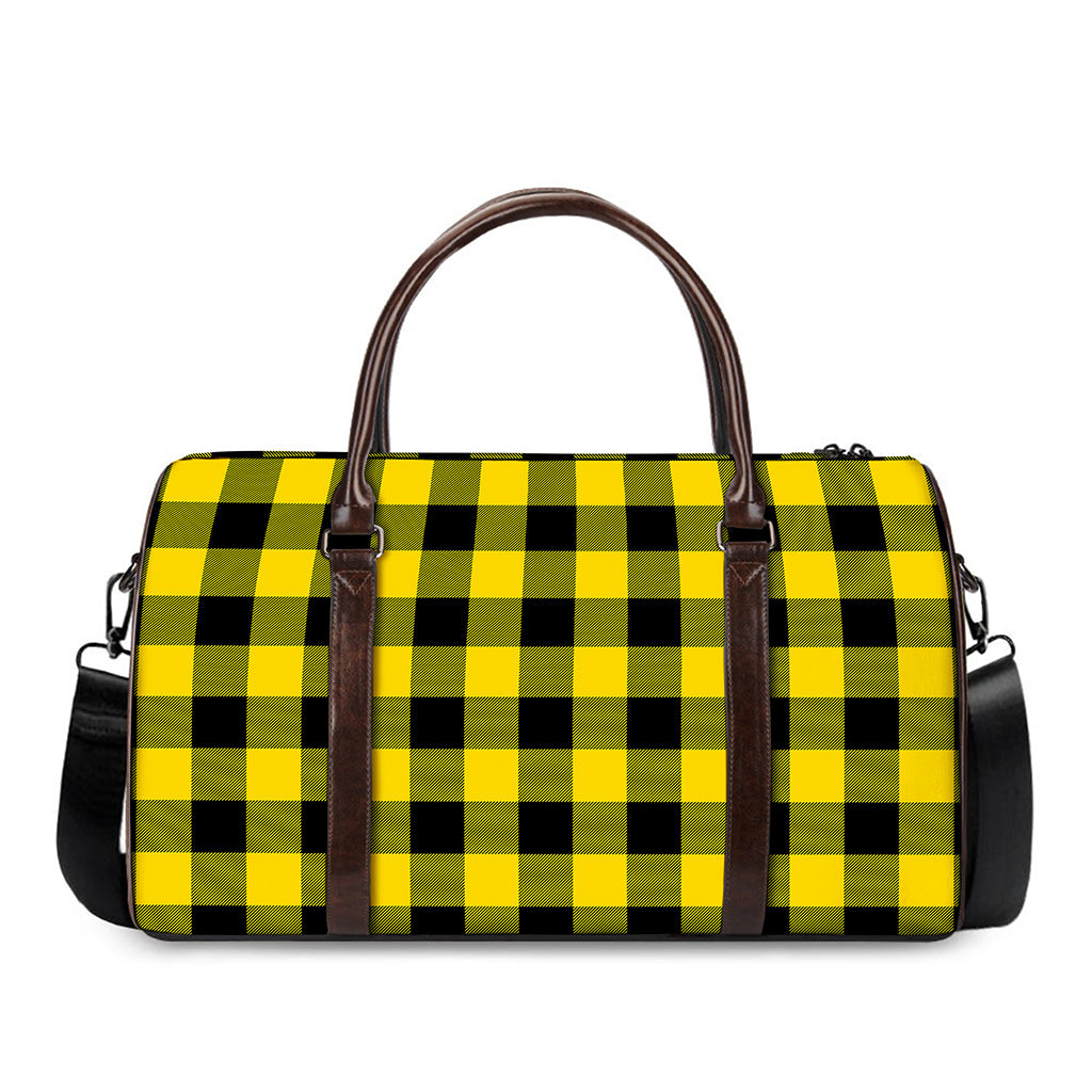 Yellow And Black Buffalo Check Print Duffle Bag