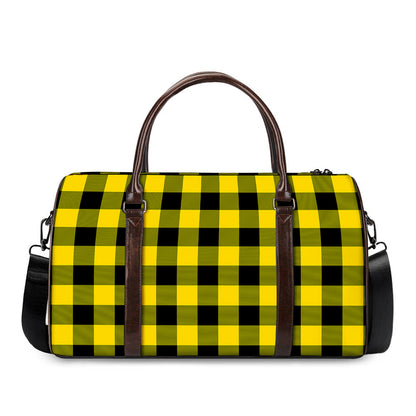 Yellow And Black Buffalo Check Print Duffle Bag