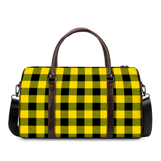 Yellow And Black Buffalo Check Print Duffle Bag