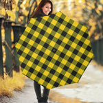 Yellow And Black Buffalo Check Print Foldable Umbrella
