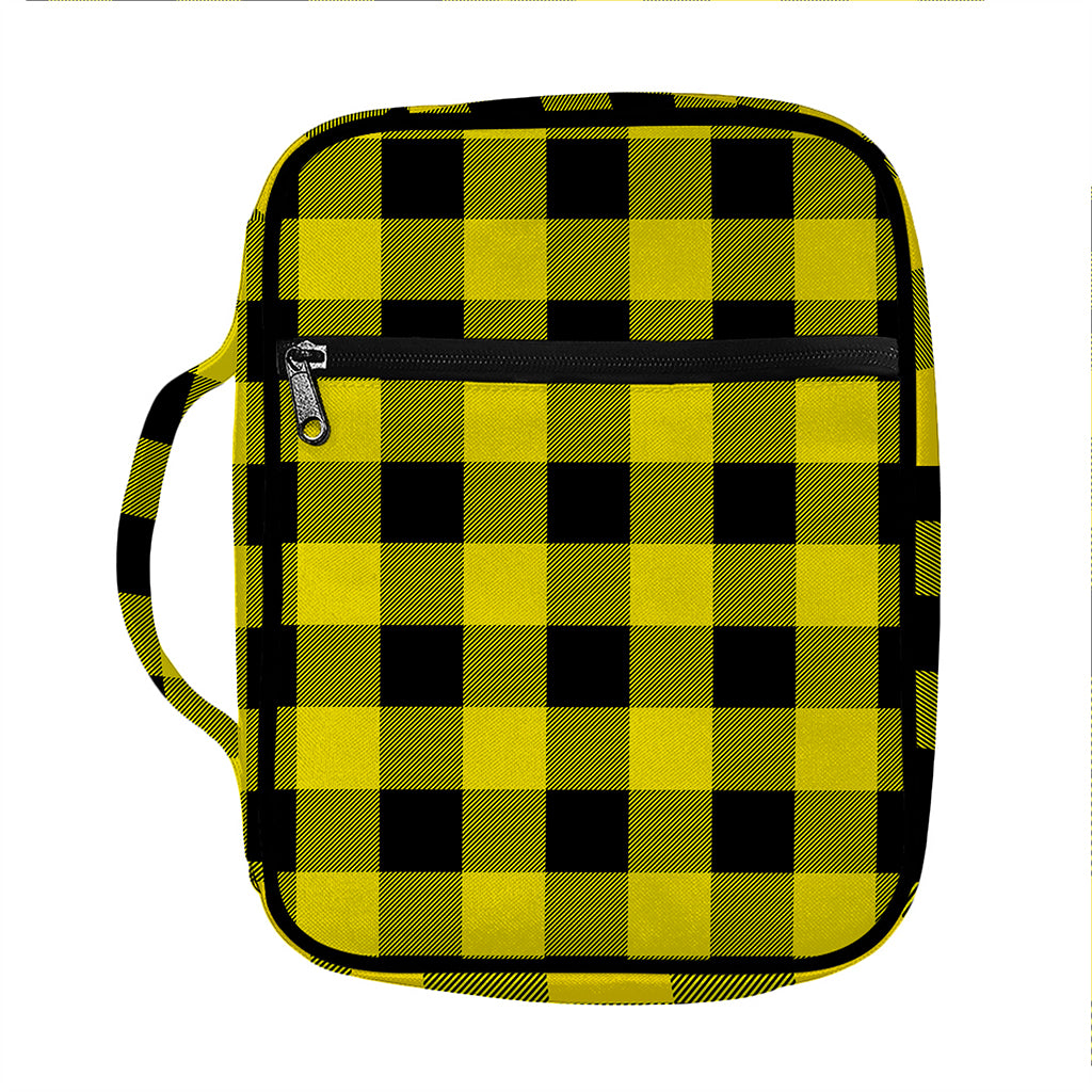 Yellow And Black Buffalo Check Print Front Pocket Bible Bag