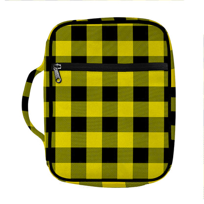 Yellow And Black Buffalo Check Print Front Pocket Bible Bag