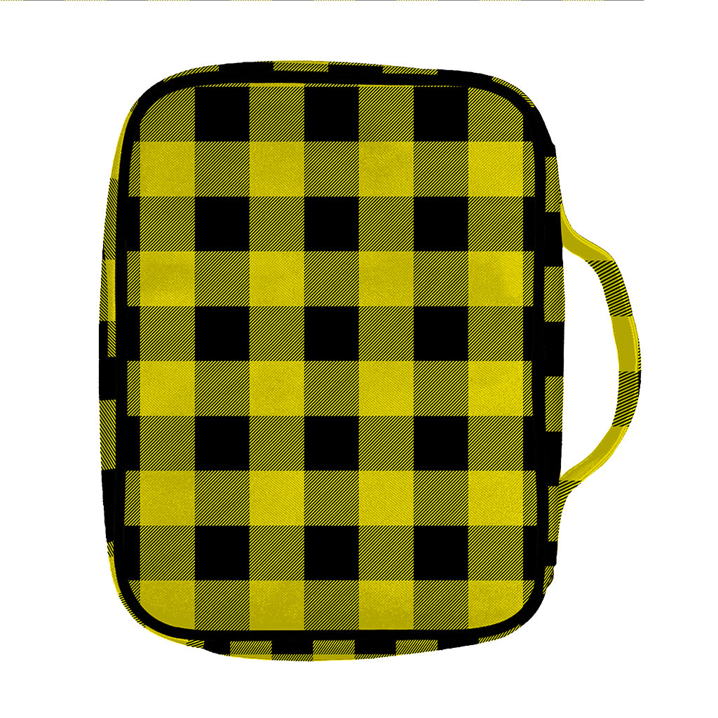 Yellow And Black Buffalo Check Print Front Pocket Bible Bag
