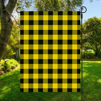 Yellow And Black Buffalo Check Print Garden Flag