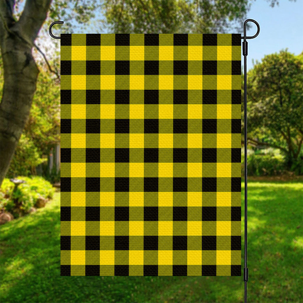 Yellow And Black Buffalo Check Print Garden Flag