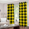 Yellow And Black Buffalo Check Print Grommet Curtains