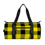 Yellow And Black Buffalo Check Print Gym Bag