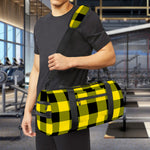 Yellow And Black Buffalo Check Print Gym Bag