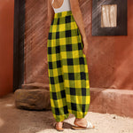 Yellow And Black Buffalo Check Print Harem Pants
