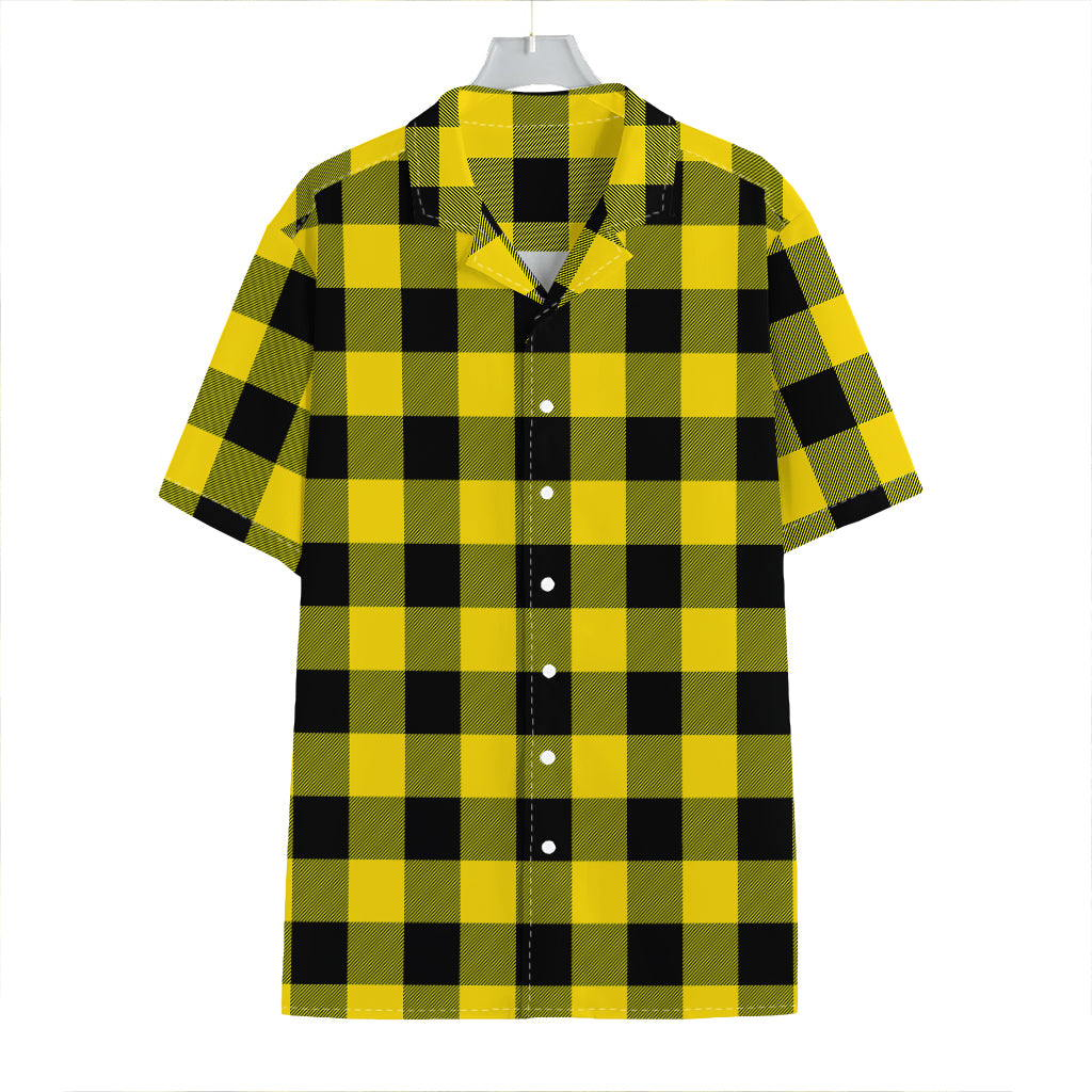 Yellow And Black Buffalo Check Print Hawaiian Shirt