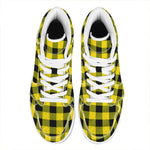 Yellow And Black Buffalo Check Print High Top Leather Sneakers