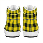 Yellow And Black Buffalo Check Print High Top Leather Sneakers