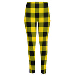 Yellow And Black Buffalo Check Print High-Waisted Pocket Leggings
