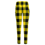 Yellow And Black Buffalo Check Print High-Waisted Pocket Leggings