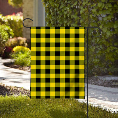 Yellow And Black Buffalo Check Print House Flag