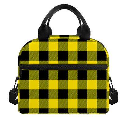 Yellow And Black Buffalo Check Print Insulated Lunch Bag