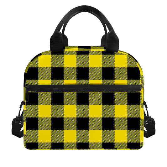 Yellow And Black Buffalo Check Print Insulated Lunch Bag