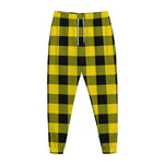 Yellow And Black Buffalo Check Print Jogger Pants