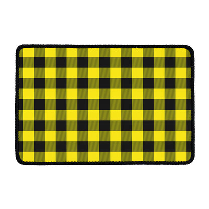 Yellow And Black Buffalo Check Print Kitchen Mat