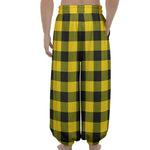 Yellow And Black Buffalo Check Print Lantern Pants