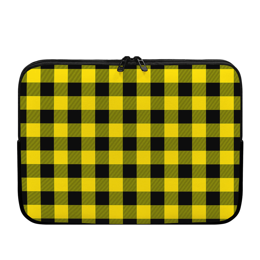 Yellow And Black Buffalo Check Print Laptop Sleeve