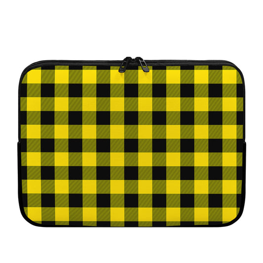 Yellow And Black Buffalo Check Print Laptop Sleeve