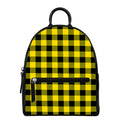 Yellow And Black Buffalo Check Print Leather Backpack