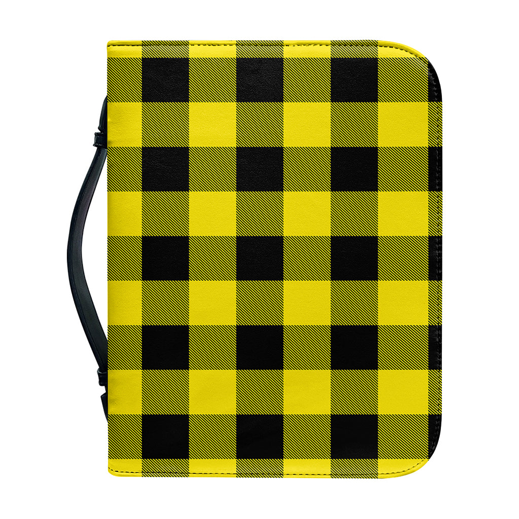 Yellow And Black Buffalo Check Print Leather Bible Cover